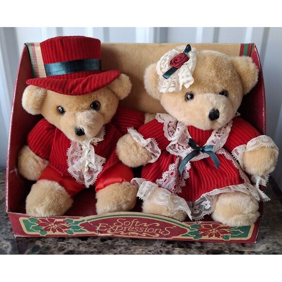 New Soft Expressions Small Holiday Christmas 9" Teddy Bears - Picture 1 of 4